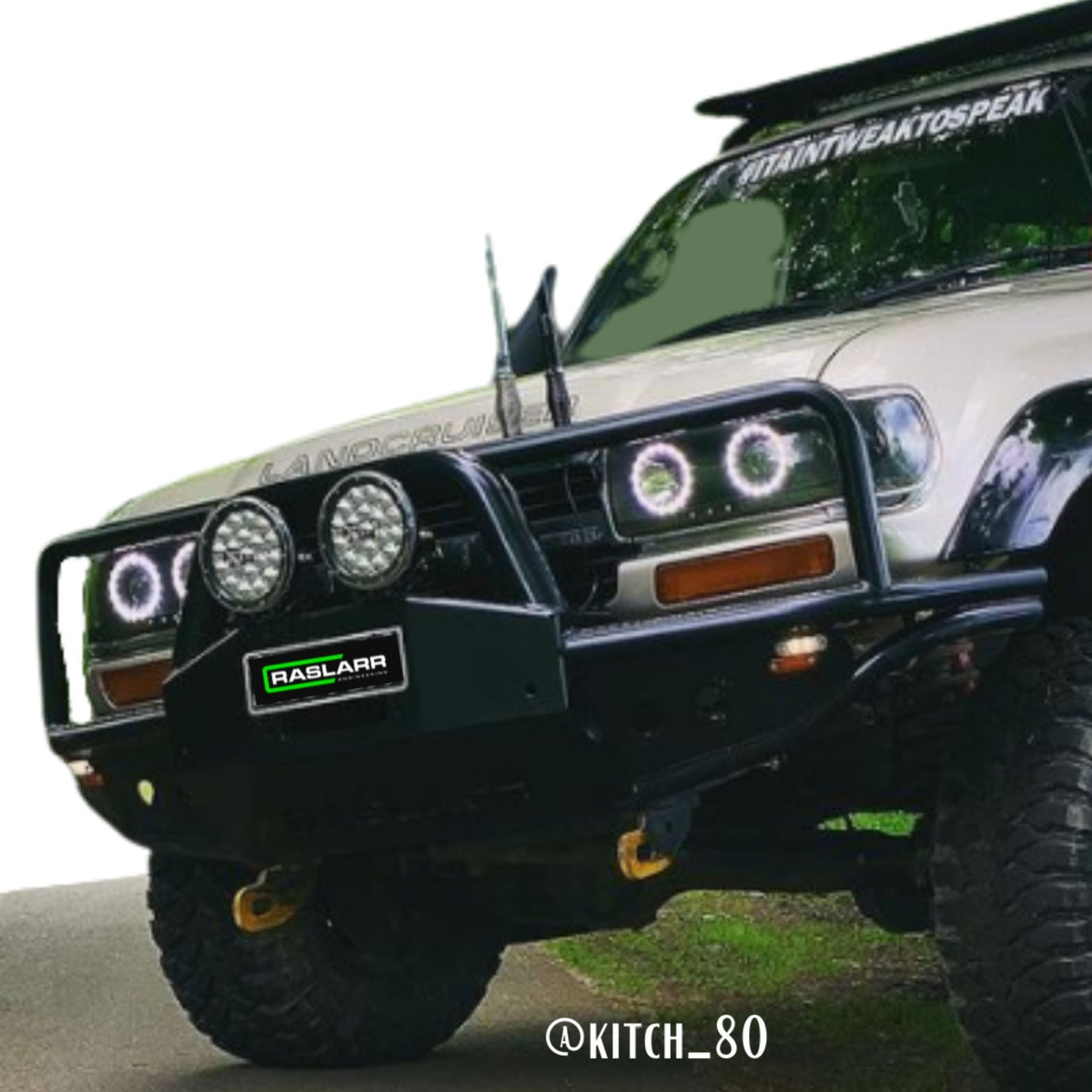 80 Series Toyota LandCruiser Azza Bull Bar (Old Hoops) - 1992 / Low Mount Winch