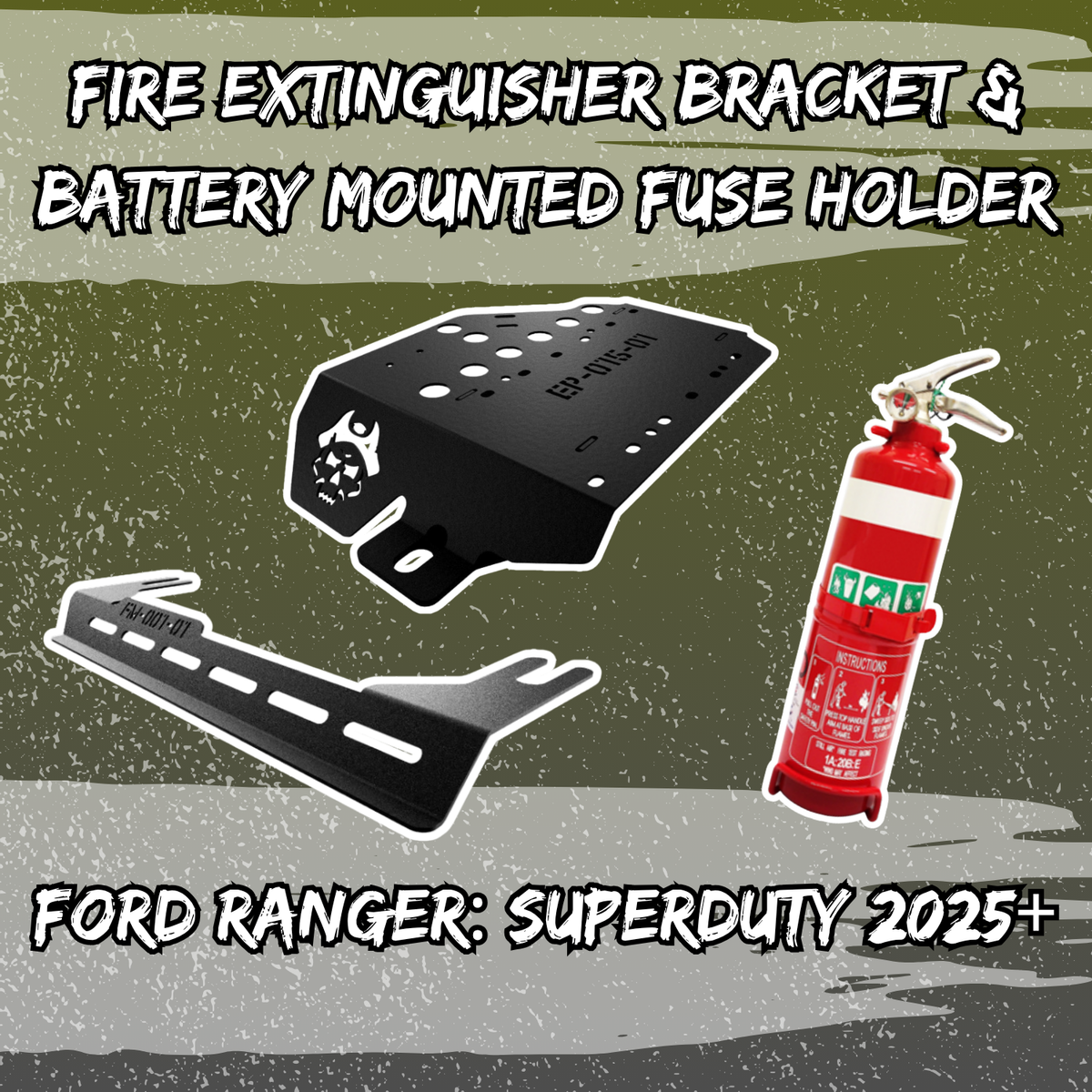 Fire Extinguisher Bracket + Battery Mounted Fuse Holder Bundle (Ford Ranger Super Duty 2025+) - Upgrade with a Fire Extinguisher: No