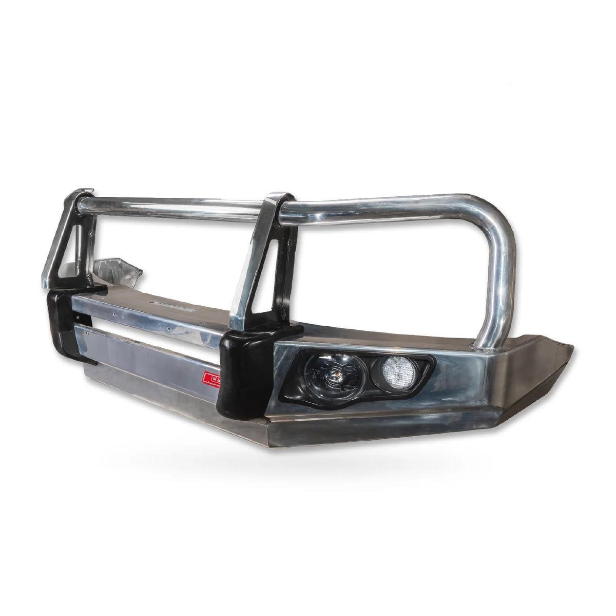 Land Cruiser 70 series 707-02A Alloy Falcon Bull Bar Black A-Frame Package (LED Foglight) - SKU MCC-01005-702AW