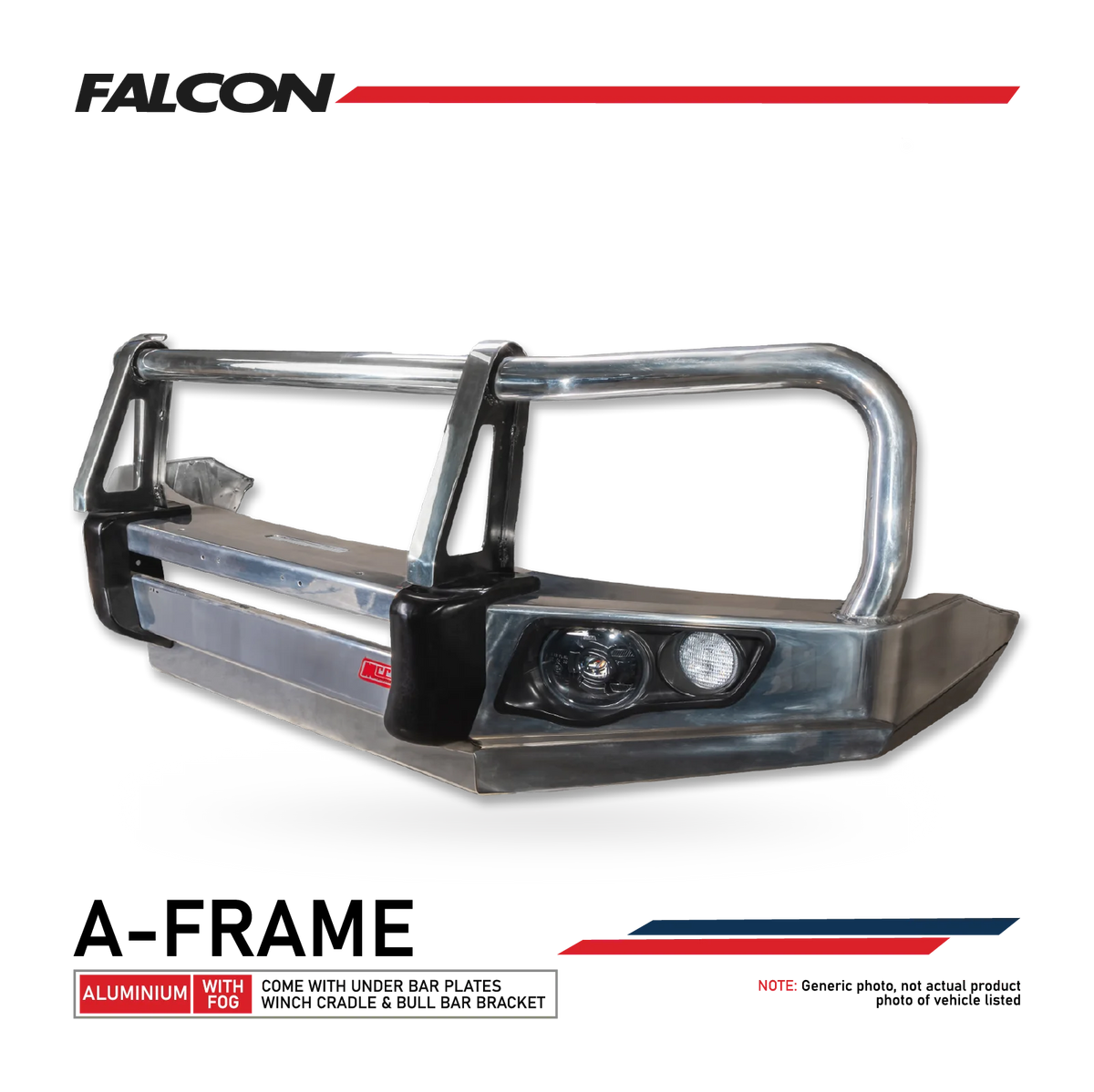 BT50 TF 2021-2025 707-02A Alloy Falcon Bull Bar Black A-Frame Package (LED Foglight) - SKU MCC-06004-702AW