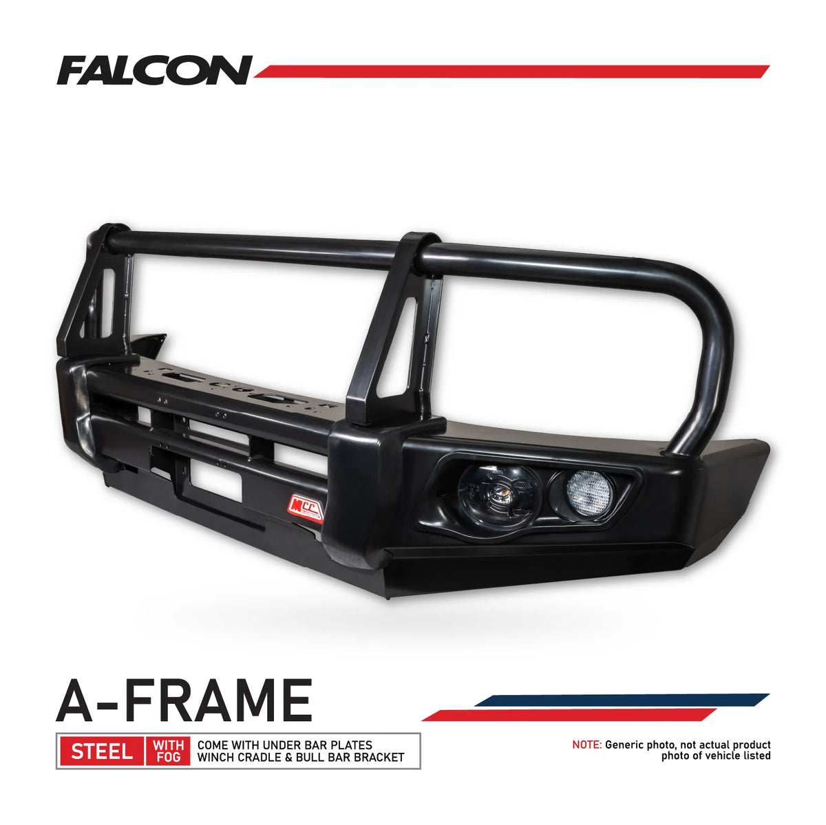 Patrol GQ (Wagon) 1987-1997 707-02 Falcon Bull Bar Black A-Frame Package (LED Foglight) - SKU MCC-03001-702FOG