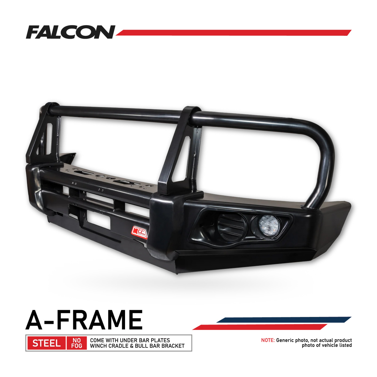 Pajero Sport QE 2015-2020 707-02 Falcon Bull Bar Black A-Frame Package (No Foglight) - SKU MCC-02010-702UP