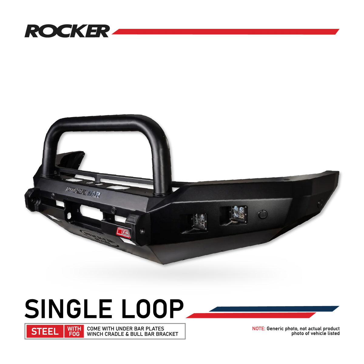 Land Cruiser 79 Series Single Cab 2024-On - 078-01SQSBL Rocker Bull Bar Single Sand Black Loop Package - SKU MCC-01024-7801SQSBLSC