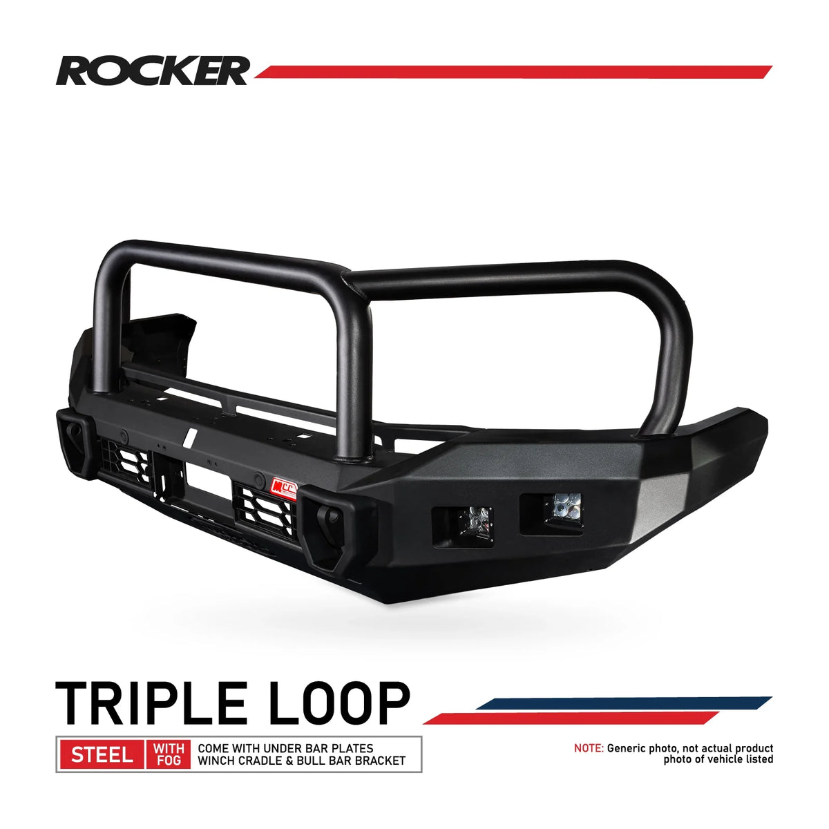 Next-Gen Ranger Raptor 2022-On - 078-02SQ Rocker Bull Bar Triple Loops Package - SKU MCC-05011-7802SQ