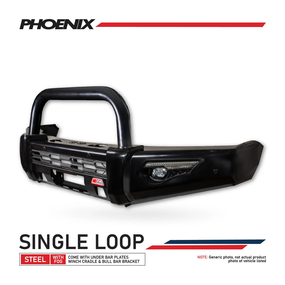 BT50 2025-On Facelift 808-01 Phoenix Bull Bar Single Black Loop Package