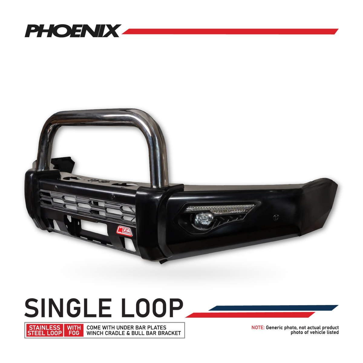Triton MR 2019-Present 808-01 Phoenix Bull Bar Single Stainless Loop Package