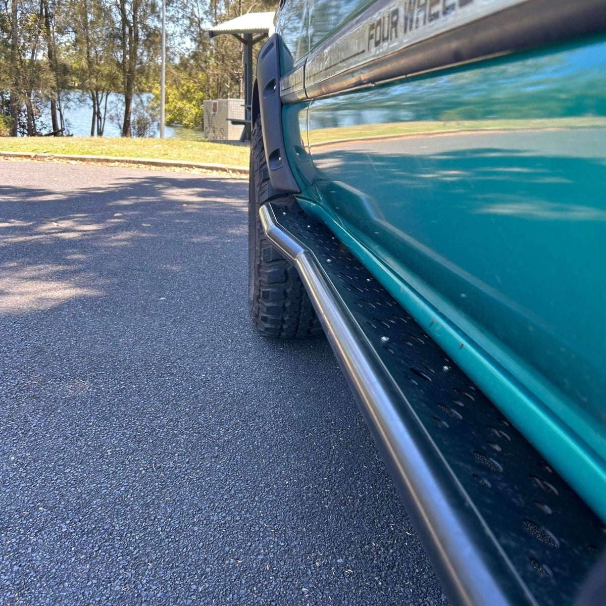 80 Series Toyota LandCruiser Revolution Rock Sliders & Rails - 1997 / Custom Infills / Scrub Rails: Yes, to suit Raslarr bull bar