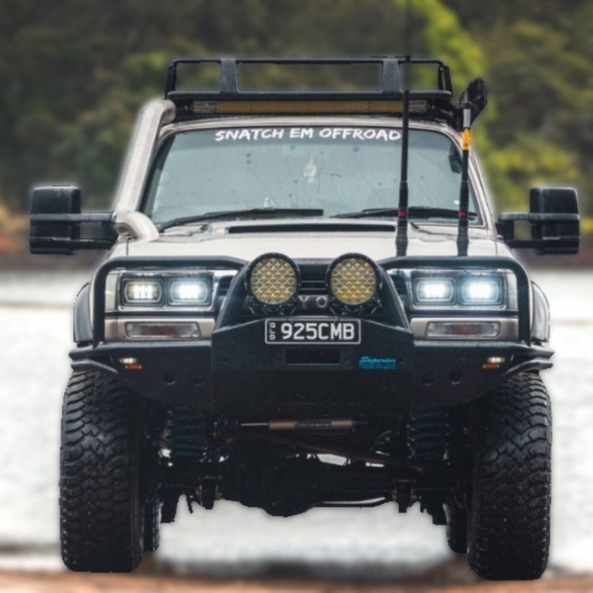 80 Series Toyota LandCruiser Azza Bull Bar (New Hoops) - 1990 / High Mount Winch