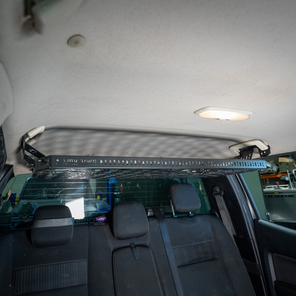 Rear Roof Parcel Shelf for Ford PX2/PX3 Ranger - Parcel Shelf + (1 x Small + 1 x Medium + 1 x Large Wildtrak Canvas Bag)