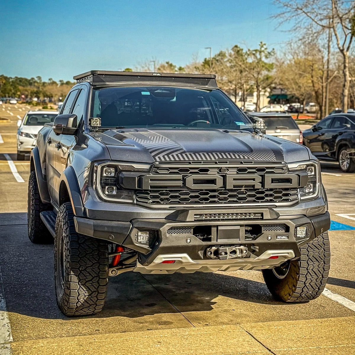 Aluminum Front Bar - Ford Ranger Raptor Next Gen 2022-On, includes RIVAL LED FOG lights (Set of 2)