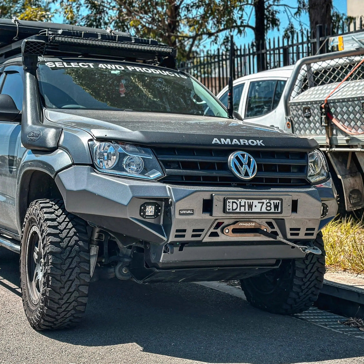Aluminum Front Bar - VW Amarok 2010-2022, includes RIVAL LED FOG lights (Set of 2)