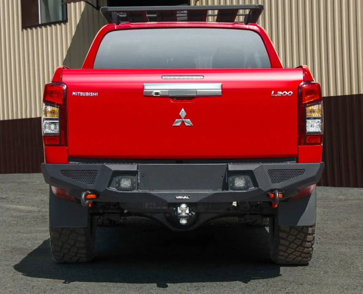 Mitsubishi Triton MR (2019–2022) 4x4 Rear Bar – Aluminium + RIVAL Spotlights (Set of 2)