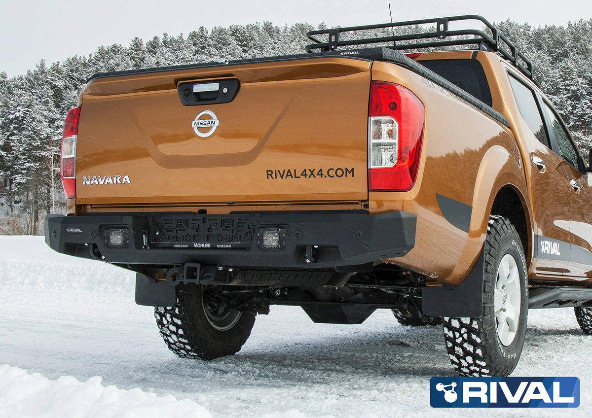 Nissan Navara D23 (2015–2019) 4x4 Rear Bar – Aluminium, Includes RIVAL Spotlights (Set of 2)
