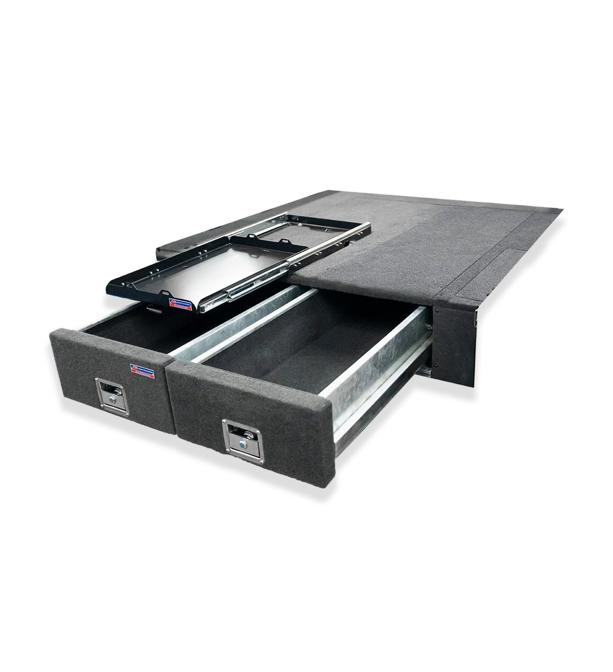 Ranger PJ PK 2007-2009 4402 Galvanised Steel Carpet Dual Drawer System with Small Fridge Slide Package - SKU MCC-05001-4402S
