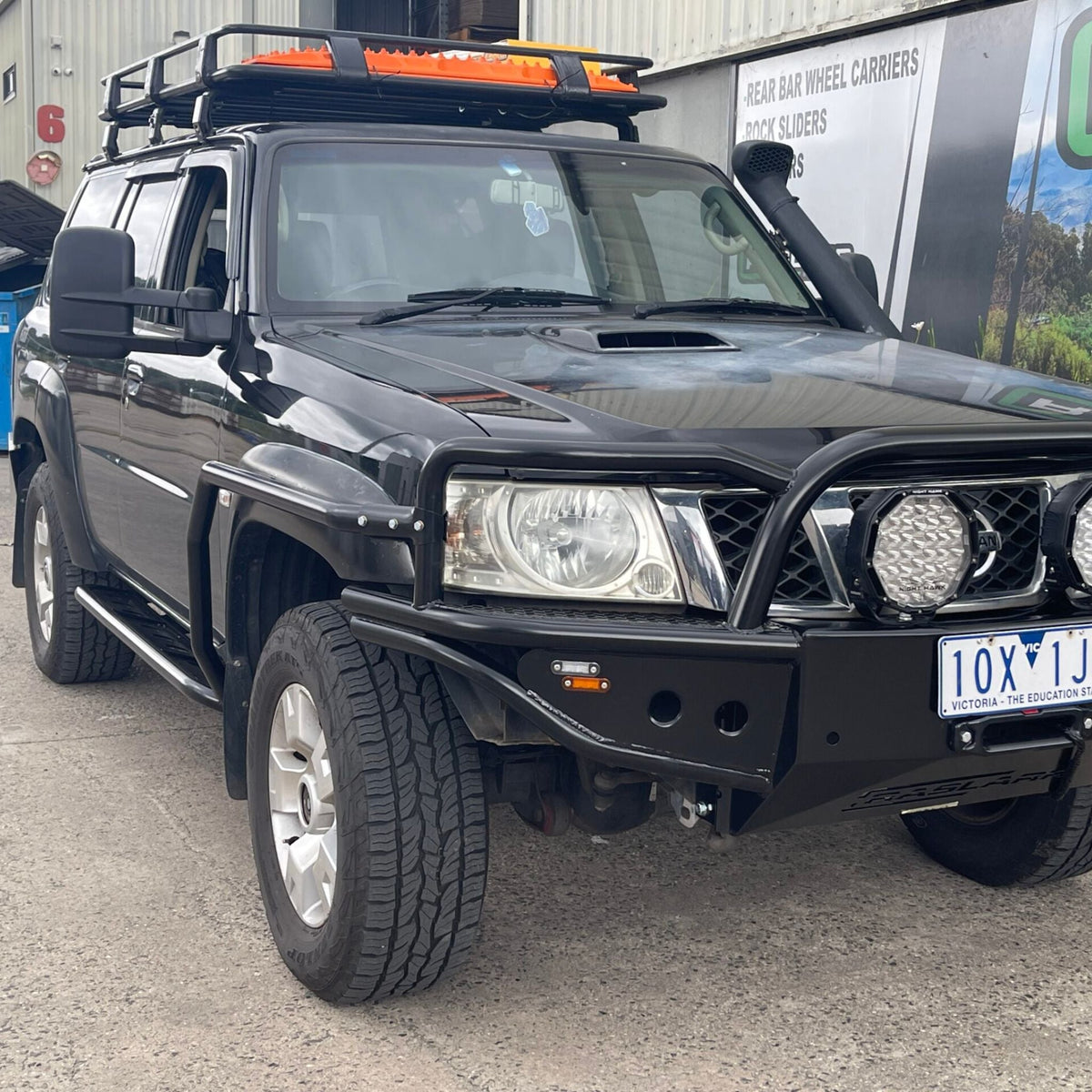 GU Nissan Patrol Revolution Rock Sliders & Rails - Series 1-3 / Black Checker Top / Wagon