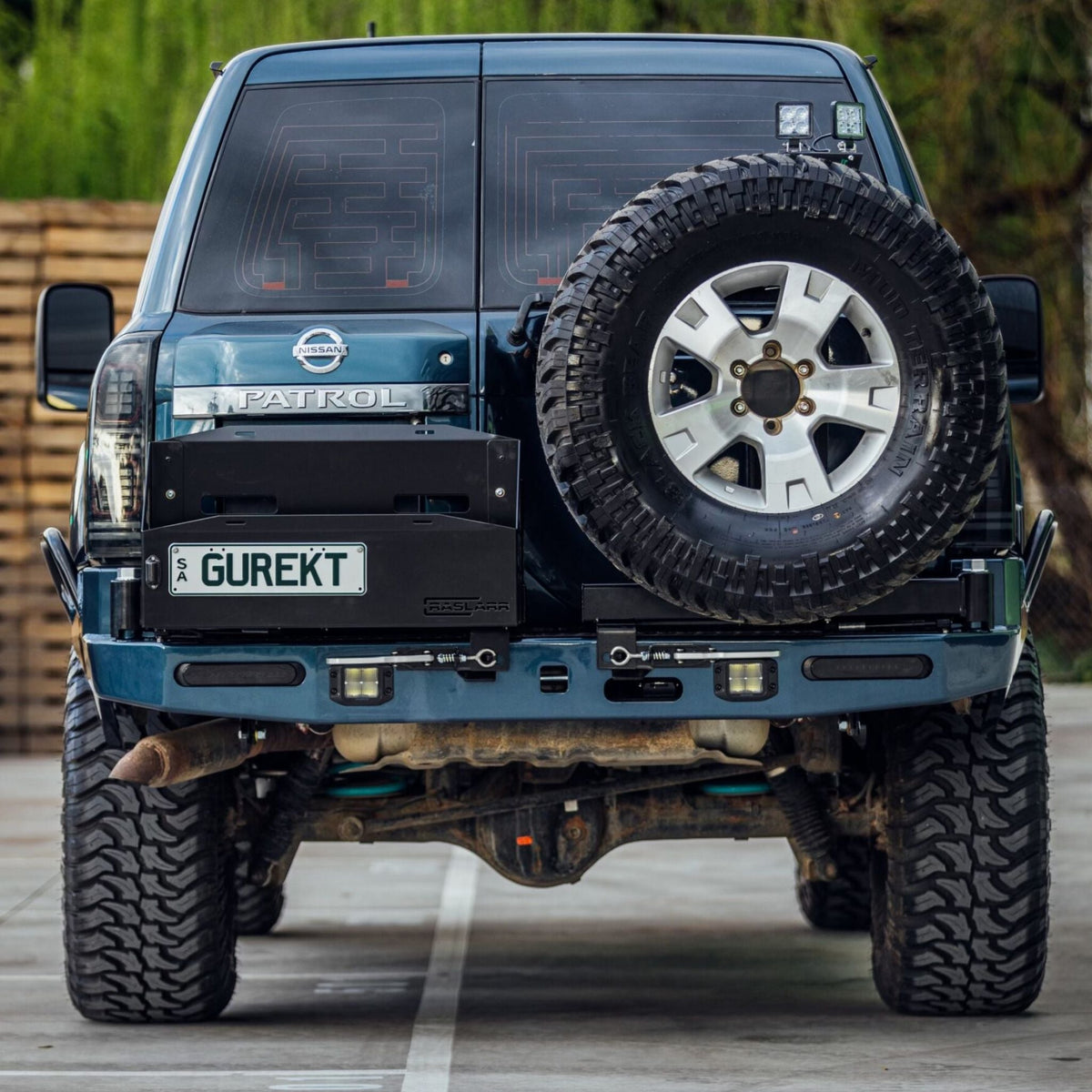 GU Series 1-4 Nissan Patrol Rear Bar V2 (Super High Clearance) - Series 4 / Side Hoops: No