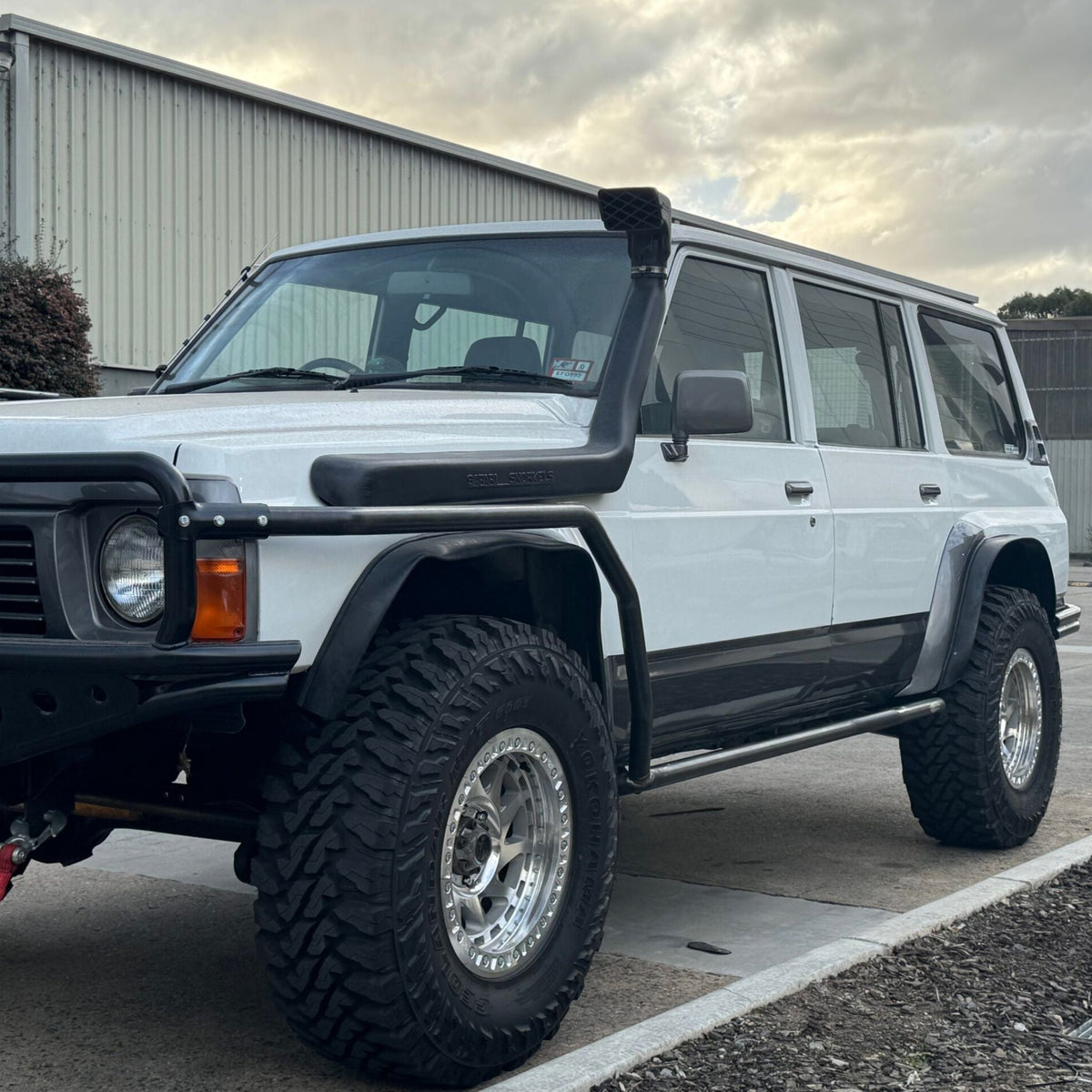 Revolution Rock Sliders to suit GQ Nissan Patrol (LWB Only) - Black Multi Hole Top / Scrub Rails: Yes, (suits Raslarr bars only)