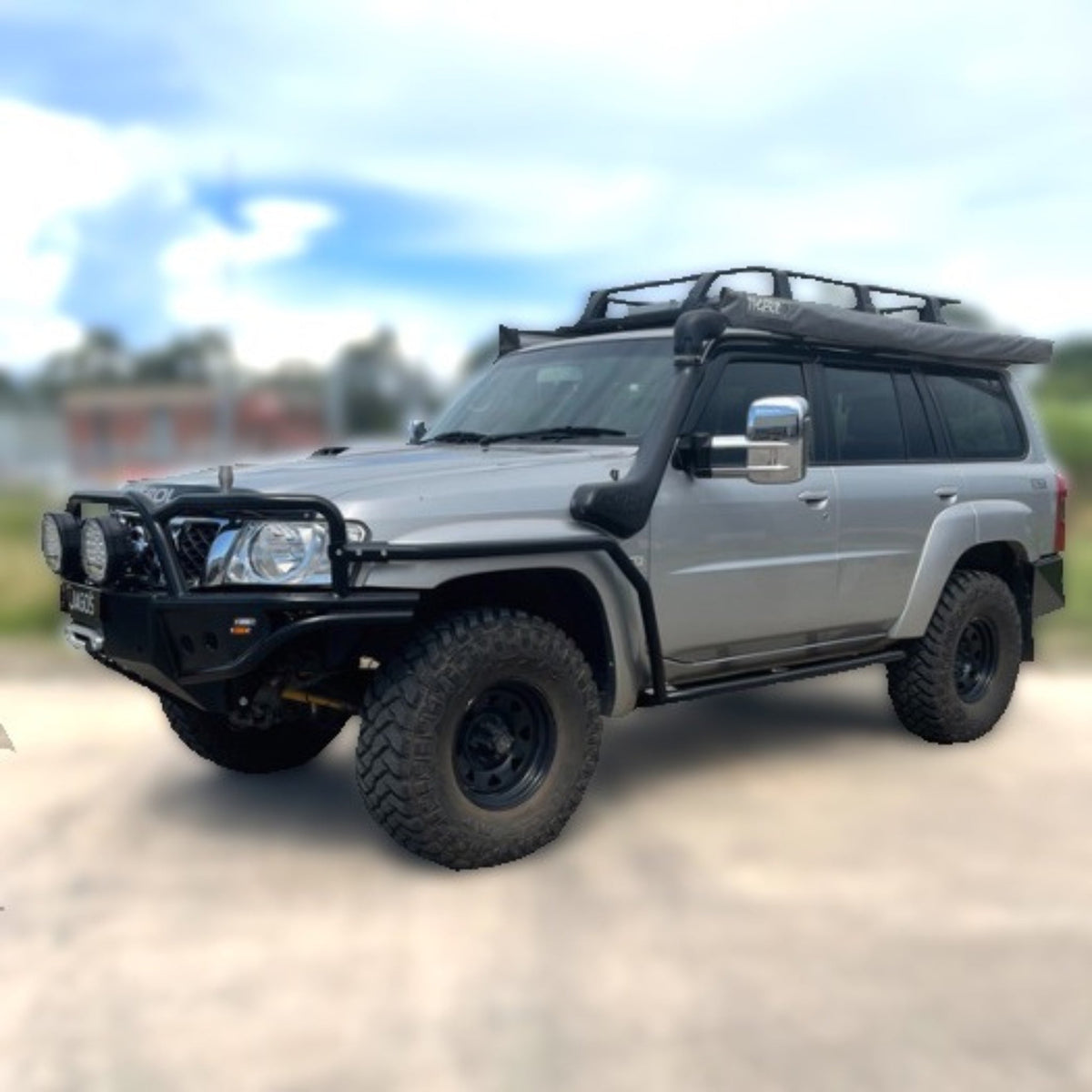 GU Nissan Patrol Traditional Rock Sliders & Rails (Bolt on) [LONG] - Series 4 / Black Checker Inserts