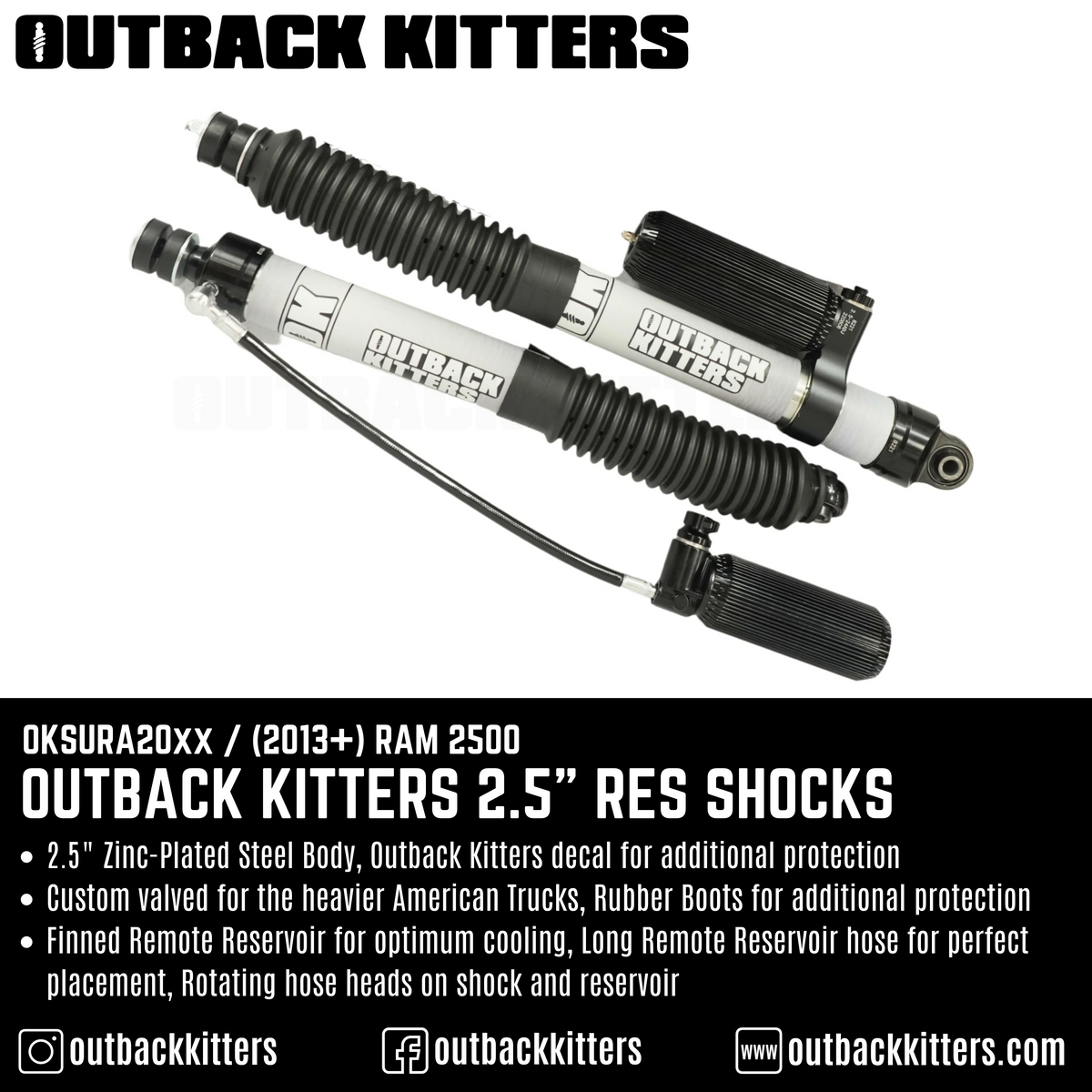Outback Kitters - 2.5" Reservoir Shocks for Ram 2500 (2013+)