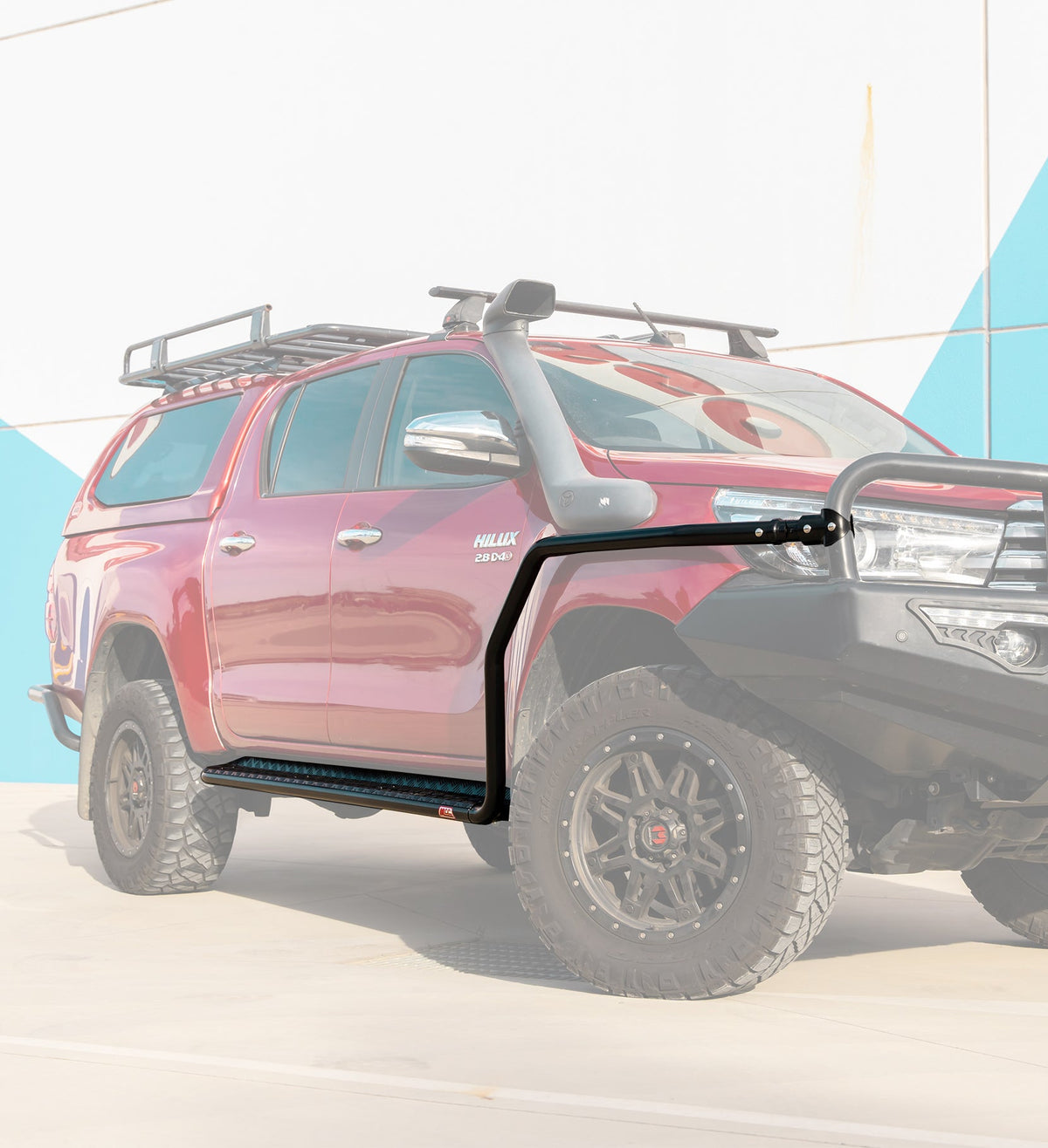 Land Cruiser 76s Series 2024-On - 039BSR All Black Side Step and Rail Package (50mm Bull Bar) - SKU MCC-01024-039ABSR76