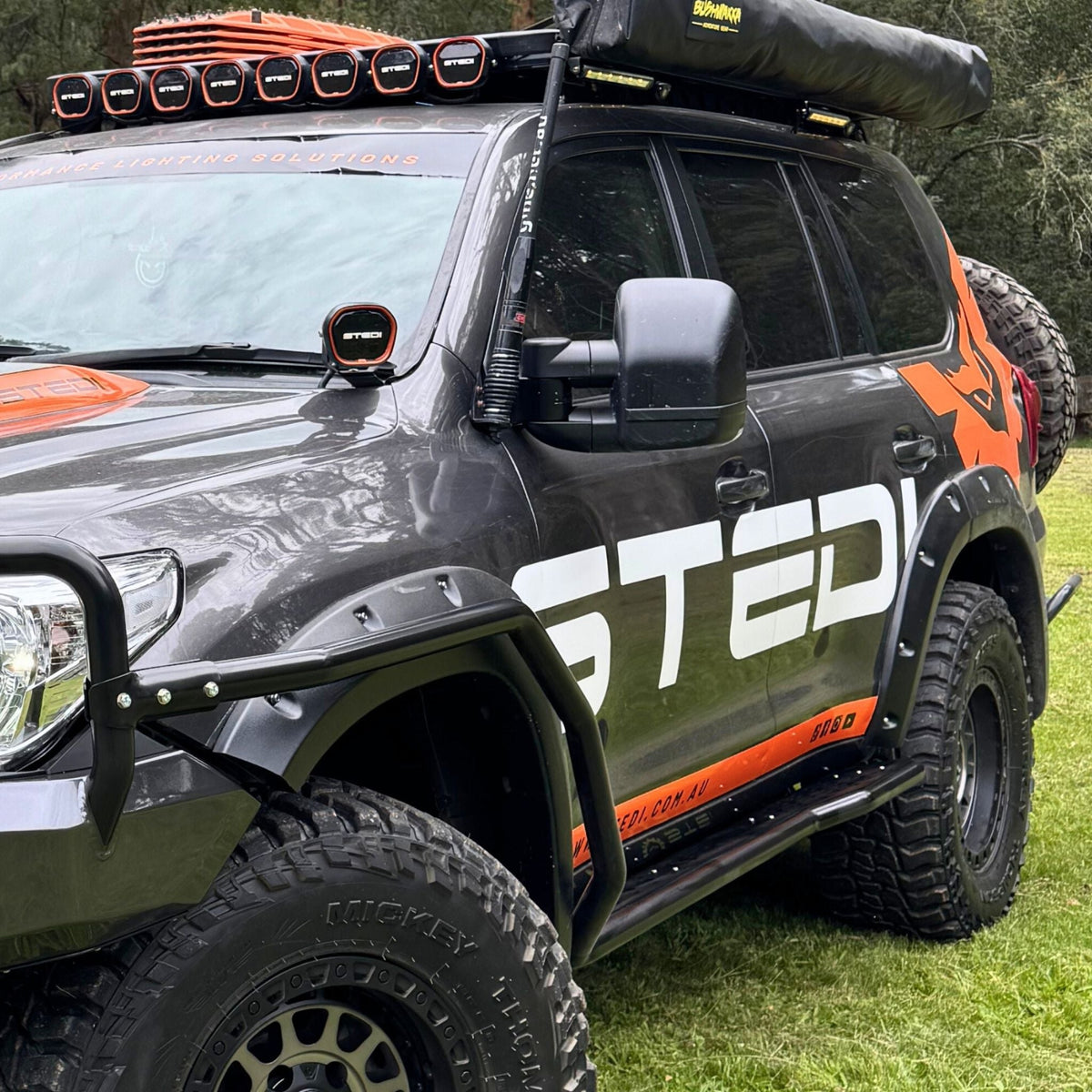 200 Series Toyota LandCruiser Revolution Rock Sliders - Custom Top / VX / Yes KDSS