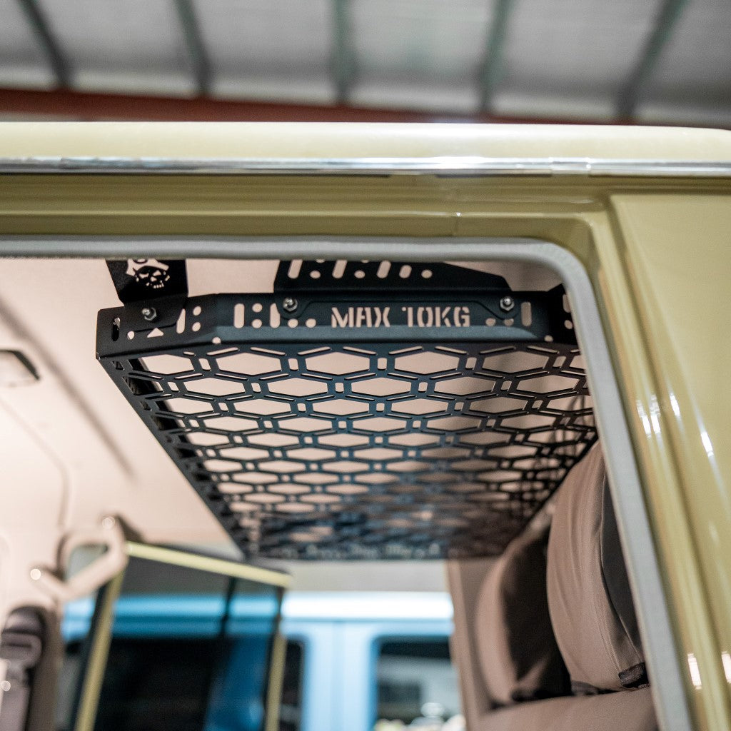Rear Roof Parcel Shelf | Toyota LandCruiser 70 Series - Parcel Shelf + (1 x Small + 1 x Medium Wildtrak Canvas Bag)