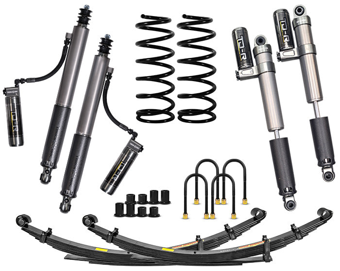 Tough Dog TD-R Pro Series Remote Reservoir Suspension Kit – Toyota Landcruiser – Light Rear Load 0-200kg – V8 & 2.8L 4CYL / Bullbar + Winch / V8 & 2.8L 4CYL UP to 08/16 +more