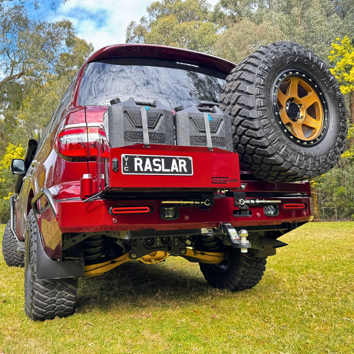 Raslarr - S5 Y62 Nissan Patrol Rear Bar V2 (Super High Clearance)