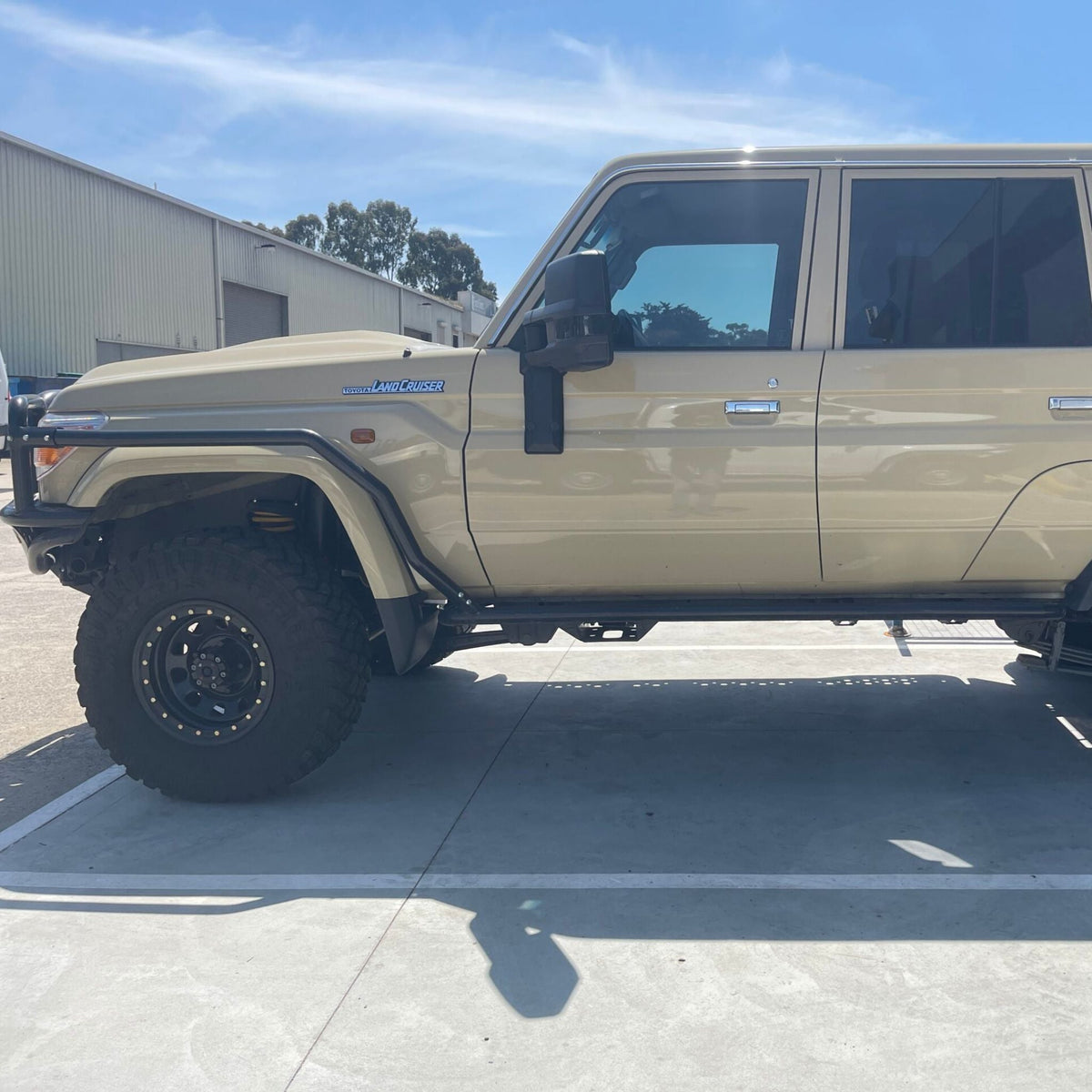 79 Series Dual Cab Toyota LandCruiser Revolution Rock Sliders & Rails - 2012 / Multi Hole Top