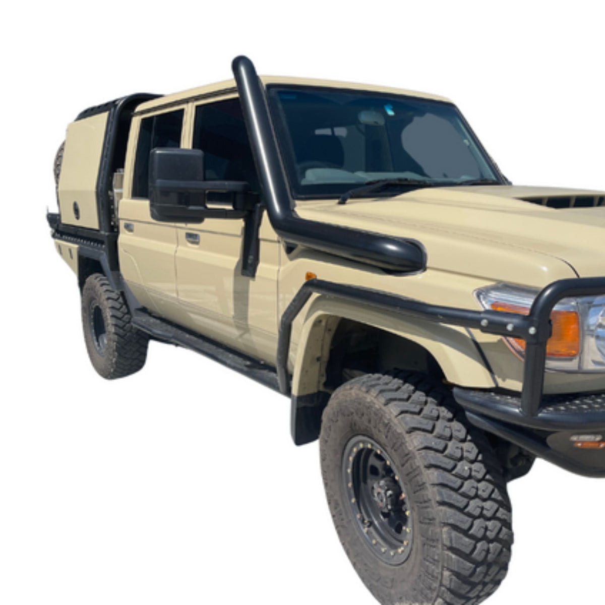 79 Series Dual Cab Toyota LandCruiser Revolution Rock Sliders & Rails - 2015 / Black Custom Top