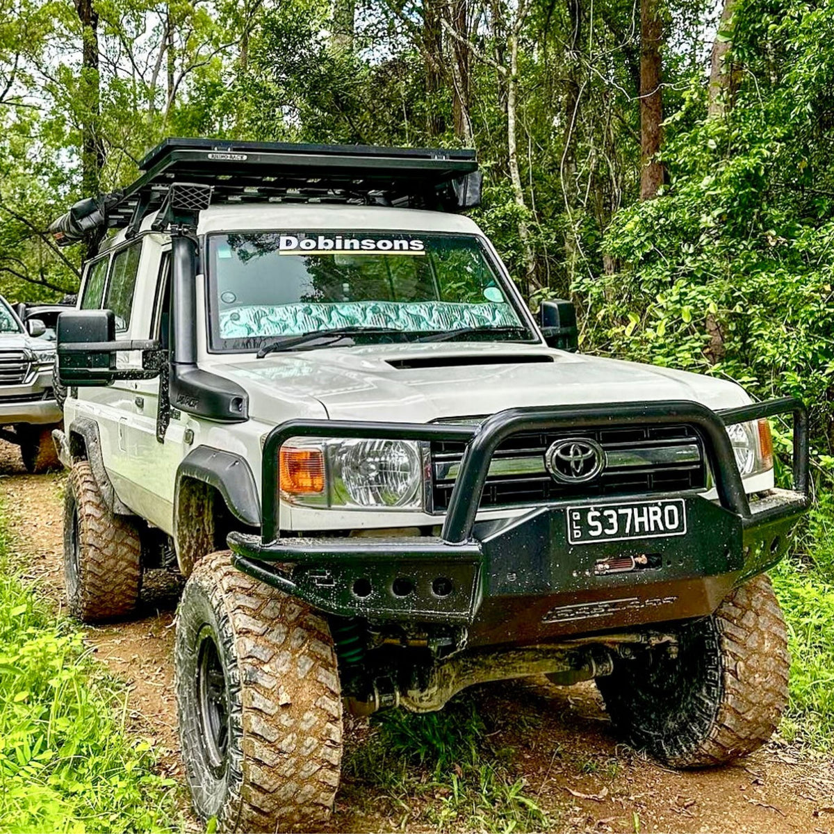 78 Series Troopcarrier Toyota LandCruiser Azza Bull Bar - Low Mount Winch / Angry Hoops
