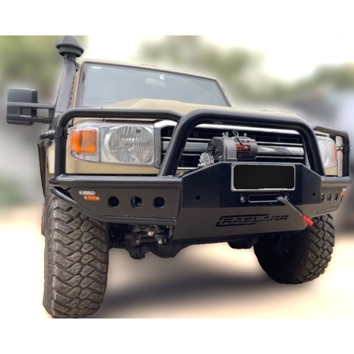 79 Series Dual Cab Toyota LandCruiser Azza Bull Bar - High Mount Winch / Normal
