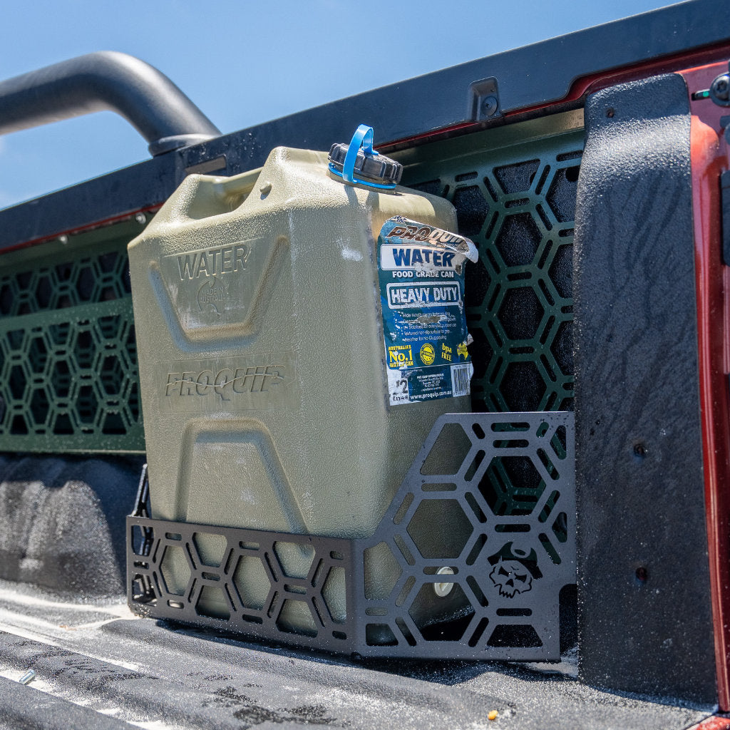 Pirate Camp Co - 20L Jerry Can Holder Tub Mount To Suit Spray In Tub Liner For Next Gen Ford Ranger, Raptor 2022+ or Volkswagen Amarok 2023+