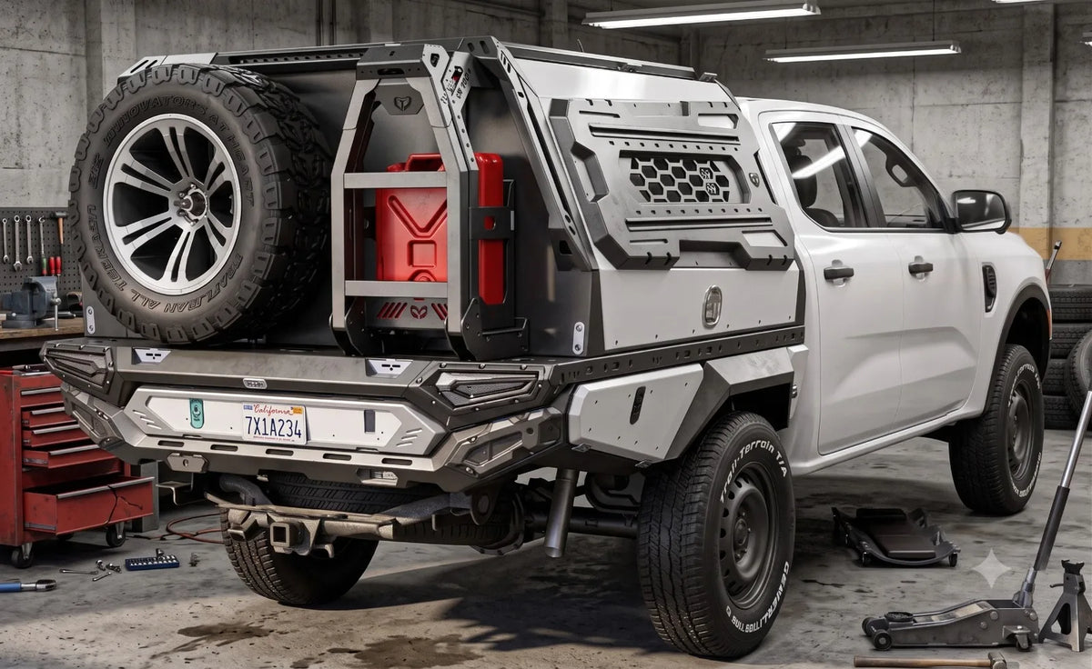 Canopy Accessory - Rear Fold Down Ladder with Jerry Can Holder