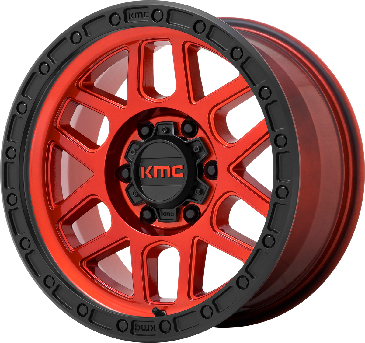 KM544 Mesa - 20x9, 8x165.1 PCD, 0mm offset, Candy Red with Black Lip