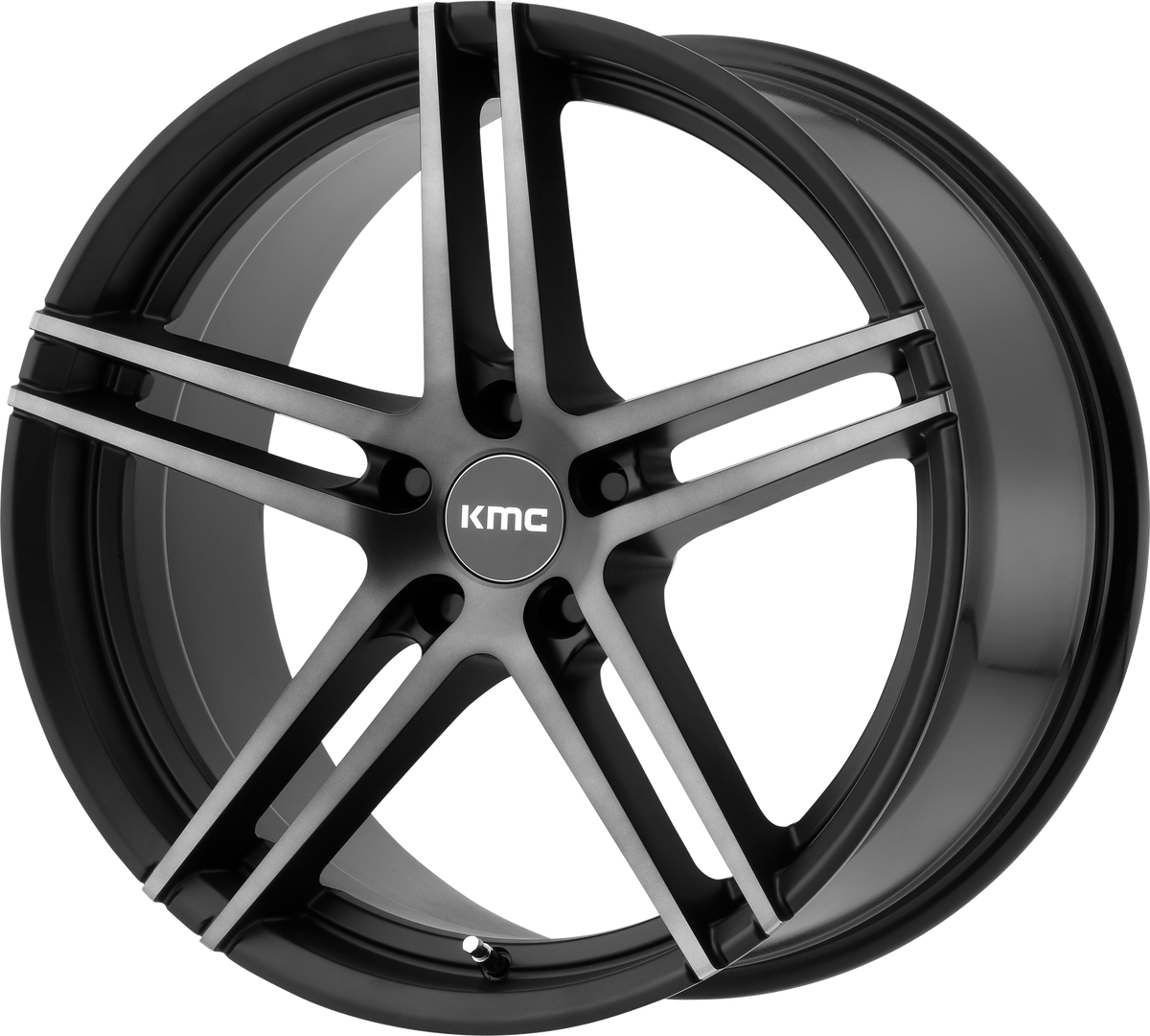 KM703 Monophonic - 19x9.5, 5x120 PCD, +45mm offset, Satin Black Titanium Black Face