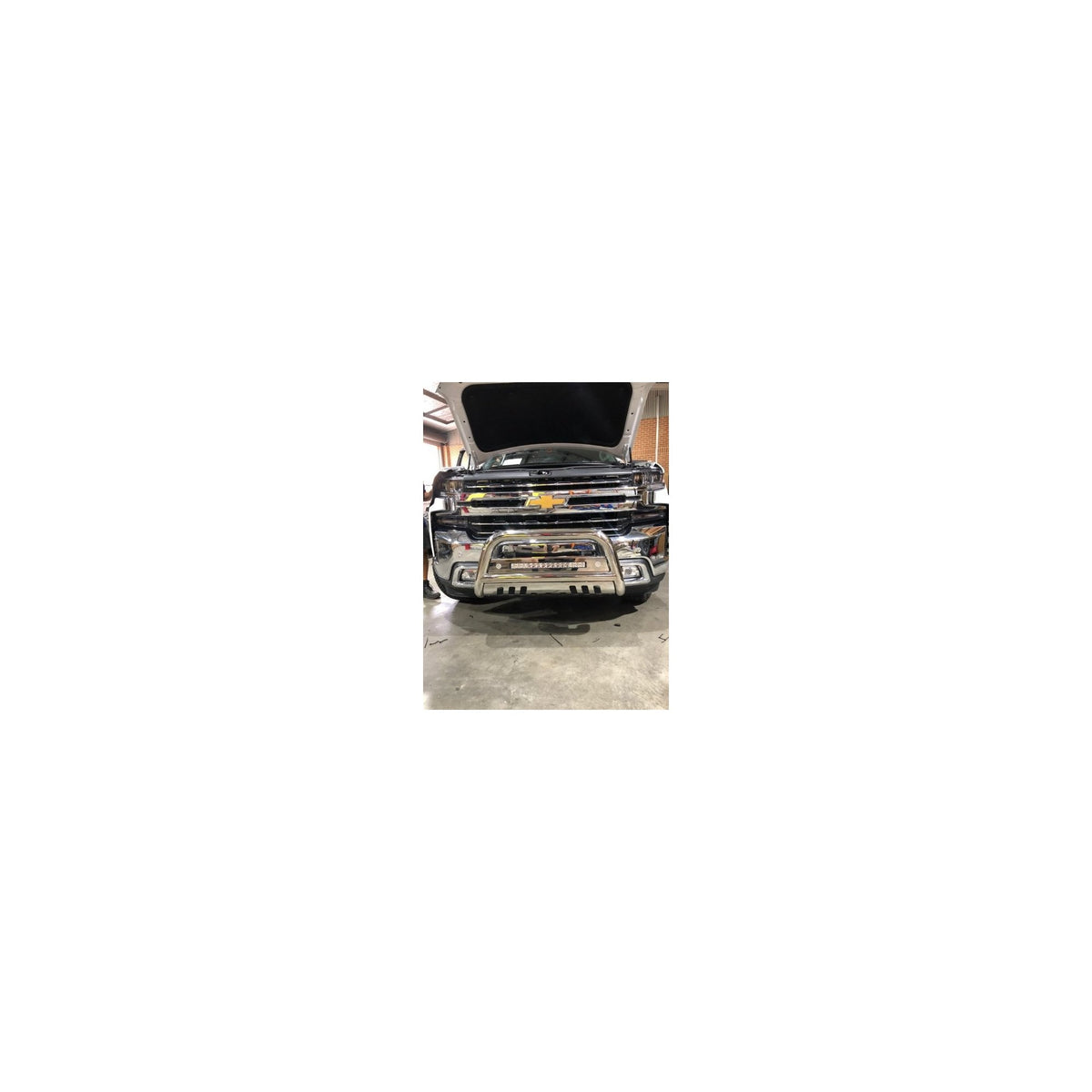 Polished SS Nudge Bar with DBL Row Light Bar suits Chev 1500 (19-26) by AMTRUX