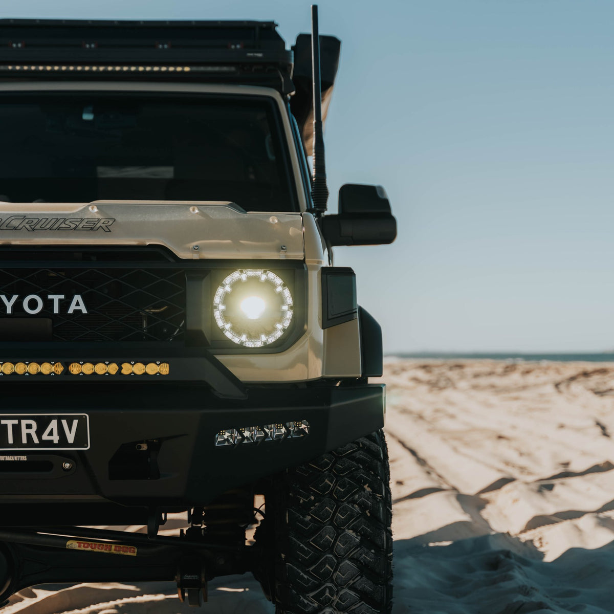 Pre Runner Bar, Ziggy Series, No Hoop, Texture Black suits Toyota 79 Series (24-25) by Outback Kitters